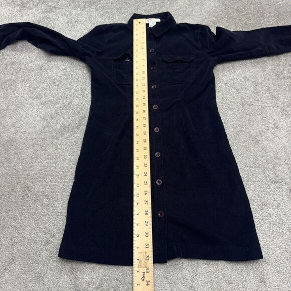 Talbots Vintage Y2K Button Down Corduroy Midi Shirt Dress Womens 2P Navy Blue - Picture 7 of 12